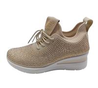 Laura Biagiotti Scarpe Sneakers 8937 Grigio Tessuto Elasticizzato a Calza con Laccio (Beige, Sistema Taglie Calzature EU, Adulto, Numero, Media, 38)
