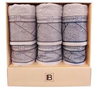 Laura Biagiotti, Set Bagno In Spugna 100% Cotone 6 pezzi, 3 Asciugamani Viso + 3 Asciugamani Ospite, in Scatola, Beid