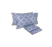 Laura Biagiotti, Set Lenzuola Matrimoniali Cotone, Completo Letto, 100% Cotone, Lenzuolo Sopra, Lenzuolo Con Angoli, Coppia Federe, Fantasia Geometrica Alcamar Avio