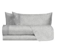 Laura Biagiotti, Set Lenzuola Matrimoniali Cotone, Completo Letto a Fantasia, 100% Cotone, Lenzuolo Sopra + Lenzuolo Con Angoli + Coppia Federe, Nefeli Grigio Perla