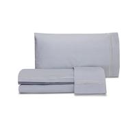 Laura Biagiotti, Set Lenzuola Matrimoniali Tinta Unita Con Ricamo, 100% Percalle di Cotone, Lenzuolo Sopra, Lenzuolo Con Angoli, Coppia Federe, Bianco