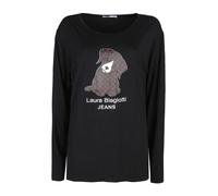 Laura Biagiotti T-shirt donna a maniche lunghe con stampa cane e strass