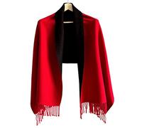Laura Lily - Sciarpa da donna per l'inverno, Foulard lungo Scialle Pashmina calda bicolore2001Rosso/Nero