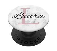 Laura Rose Pink Glamour Monogramma Lettera L Ragazze PopSockets PopGrip Intercambiabile