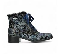 Laura Vita Emcmao-45 Blu Floreale Donna Vittoriano Allacciate Caviglia Tacco Da