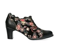Laura Vita Francesine Donna Pelle Nera Floreale, Tacco 6 cm