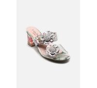 Laura Vita Lucieo 32 Ciabatte da donna in vera pelle beige con fiori e tacco a blocco come vetro. Beige, beige., 41 EU