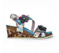 Laura Vita Sandali Espadrilles Wedge Turquoise Floreali Bonito Da Donna
