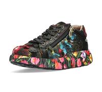 Laura Vita Scarpe da ginnastica da donna con motivo floreale e suola con plateau Nikito 04, Nero , 37 EU