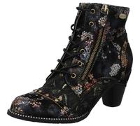 Laura Vita Stivaletti Alicizeeo 12 in nero con fiori in bronzo e borchie per autunno bronzo nero, Bronzo/Nero, 36 EU