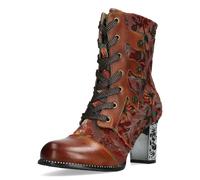 Laura Vita Stivaletti Donna Motivo Floreale Borchie E Argento Tacco Ledao 435
