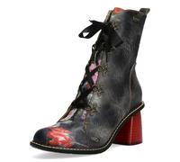 Laura Vita Stivaletti In Pelle Con Motivo Floreale E Nastro In Satin Evcao 311