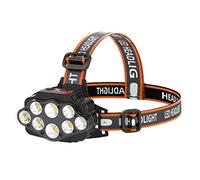 LAURAG Lanterna frontale ricaricabile tramite USB,8LED Battery Display Headlamp Outdoor Camping Fishing LED Headlight Waterproof HeadLight USB Reaable HeadLantern