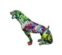 Laure TERRIER Statua pantera o ghepardo in resina policroma, altezza 28 centimetri. Per una decorazione o una collezione originale
