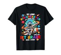 Laurea all'asilo 2025 1 ° grado Here I Come Astronauta Maglietta