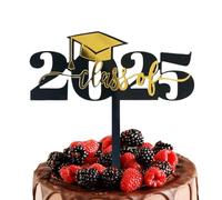 Laurea Cupcake Toppers - Acrilico Completamento Tema Cupcake Topper - Nero E Oro Buon Celebrazione Casa Aula Scuola Università Asilo Foto Box