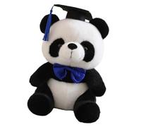 Laurea dell'orso panda, peluche laurea dell'orso panda - Vestire un animale di da laurea con panda da 10 pollici - Morbidi giocattoli di peluche con cappello nero per le celebrazioni dall'asilo al col