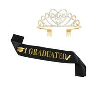 Laureato Raso Fascia Nastro e Cristallo Corona Set Classe Di 2023 Laurea Festa