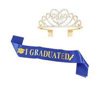 Laureato Raso Fascia Nastro e Cristallo Corona Set Classe Di 2023 Laurea Festa