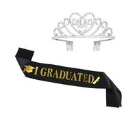 Laureato Raso Fascia Nastro e Cristallo Corona Set Classe Di 2023 Laurea Festa