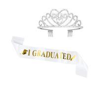 Laureato Raso Fascia Nastro e Cristallo Corona Set Classe Di 2023 Laurea Festa
