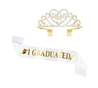 Laureato Raso Fascia Nastro e Cristallo Corona Set Classe Di 2023 Laurea Festa