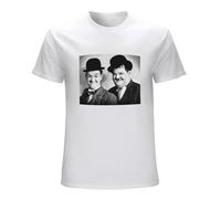 Laurel And Hardy in Packet Print Unisex T-Shirts Men Tee Cotton Tops White Shirt S