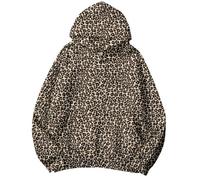 LaurelTree Y2K Felpa con Cappuccio Oversize con Stampa Leopardata Ghepardo Felpa alla Moda Stile Y2K Vintage Felpa con Cappuccio da Donna, Leopardati, XX-Large