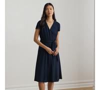 Lauren Ralph Lauren - Robe col en V ceinturée Marine - Abbigliamento 44 Marine
