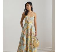 Lauren Abito medio in lino a fiori 50 Multi