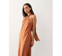Lauren by Ralph Lauren - Vestito lungo allacciato al collo arancione bruciato-Rosso 8