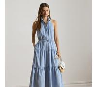 Lauren Chemisier in popeline a righe con balze 48 Blue