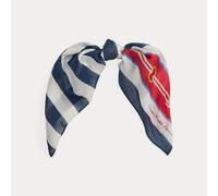 Lauren Foulard in cotone e seta a righe TAGLIA UNICA Blue