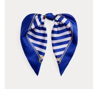 Lauren Foulard in seta a righe con stemma TAGLIA UNICA Blue