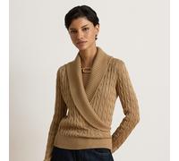 Lauren Maglia in misto cotone con collo scialle L Tan