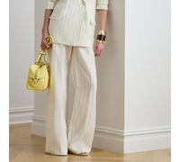 Lauren Pantaloni a gamba larga in lino a righe 44 White