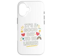 Lauren Personalized Retro Girls Custom Lauren Name Custodia per iPhone 16