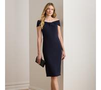 Lauren Petite Petite - Abito da cocktail in crêpe ritorto 36 Blue