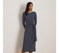 Lauren Petite Petite - Abito in misto cotone a righe con fiocco M Blue