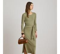 Lauren Petite Petite - Abito in misto cotone con fiocco S Green
