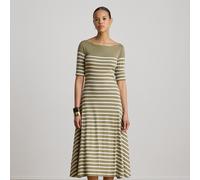 Lauren Petite Petite - Abito medio in cotone con righe bretoni XS Green