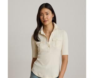 Lauren Petite Petite - Maglia con collo e maniche al gomito L Cream