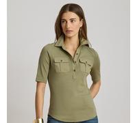 Lauren Petite Petite - Maglia con collo e maniche al gomito S Green
