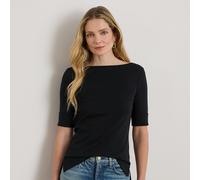 Lauren Petite Petite - Maglietta con scollo a barchetta stretch S Black