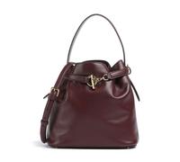 Lauren Ralph Lauren Blaike Medium Borsa a secchiello rosso, pelle di vacchetta finemente grana, donna