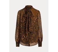 Lauren Ralph Lauren Camicetta Lauren Ralph Lauren Klaryce in georgette con stampa leopardata e fiocco. medium Marrone