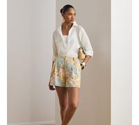 Lauren Short in lino a fiori con pieghe 50 Multi