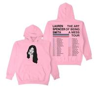 Lauren Spencer Smith Felpa con cappuccio The Art Of Being A Mess Tour, a maniche lunghe, streetwear, da uomo e da donna, con cappuccio, rosa, XXL)