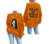 Lauren Spencer Smith The Art Of Being A Mess Photo One Shoulder Off Felpa Manica Lunga Streetwear Donne Top, Arancione, S