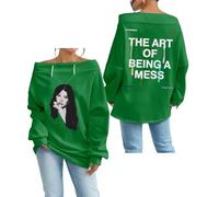 Lauren Spencer Smith The Art Of Being A Mess Photo One Shoulder Off Felpa Manica Lunga Streetwear Donne Top, Verde, XXS